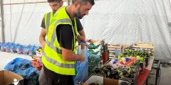 جمعية ساعد توزع سلال خضار على النازحين في مواصي خانيونس